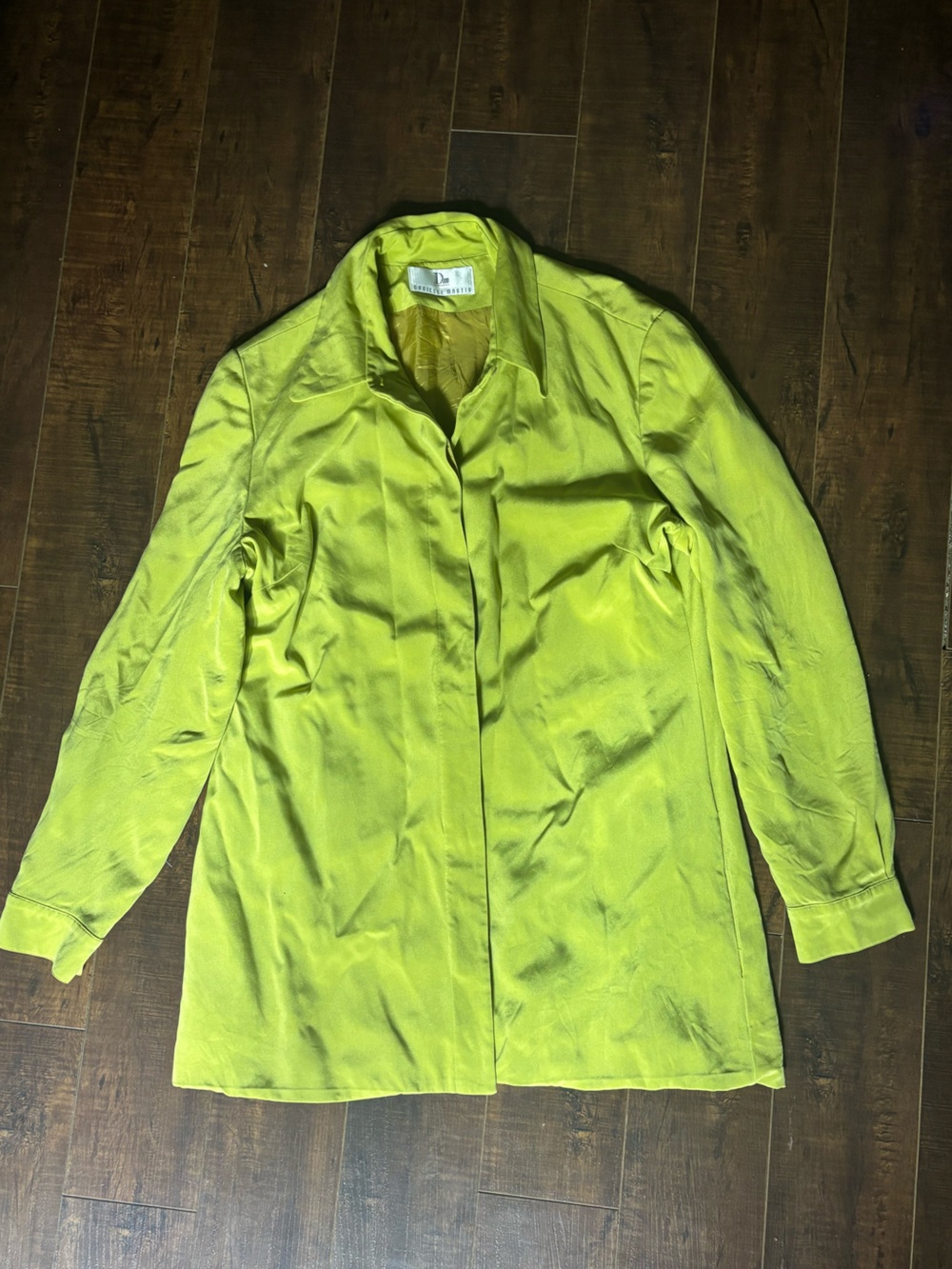 Neon Yellow Long Sleeve Pure Silk Jacket